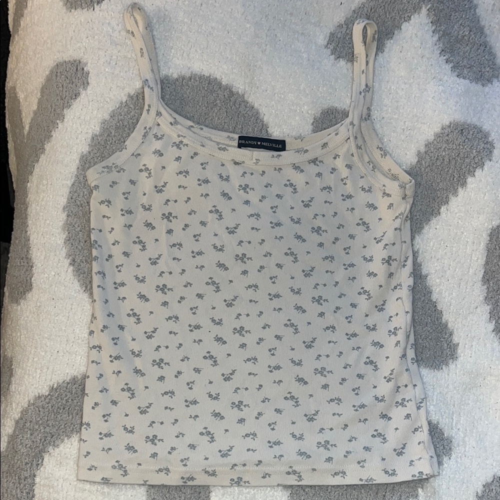 Banana Republic Cream and Blue Fitted Sleeveless Camisole